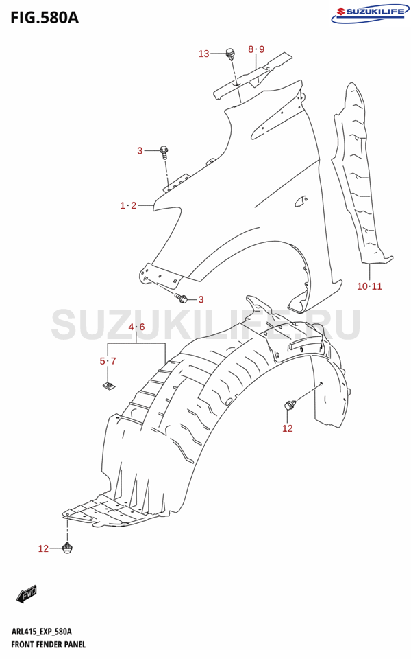 580A - FRONT FENDER PANEL