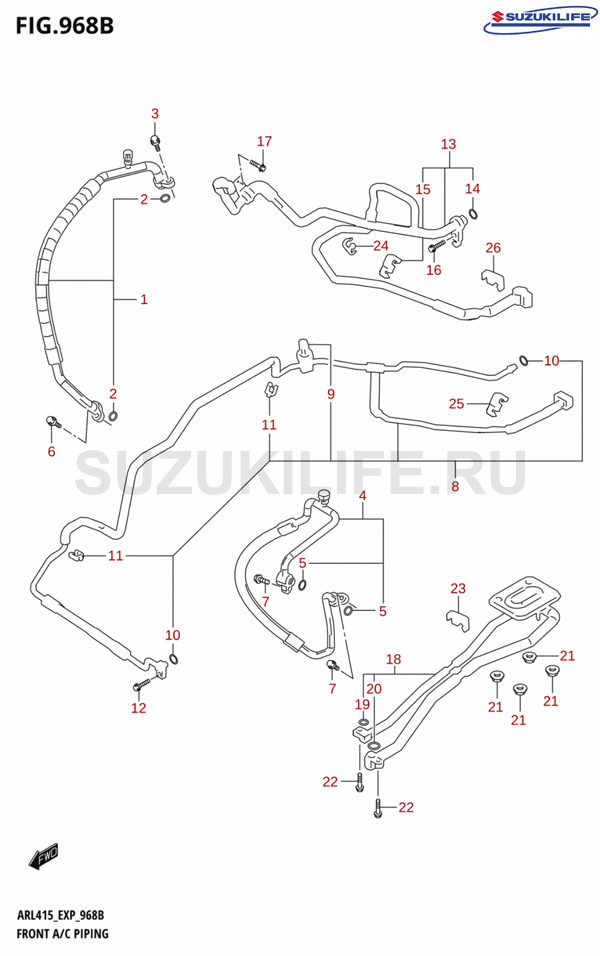 968B - FRONT A / C PIPING (GL,GLX)