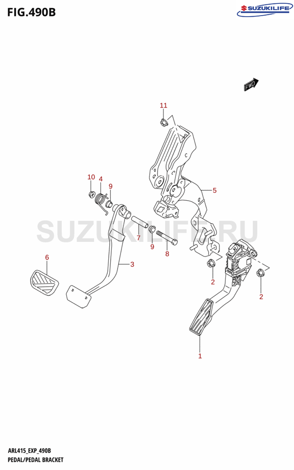 490B - PEDAL / PEDAL BRACKET (LHD:4AT)