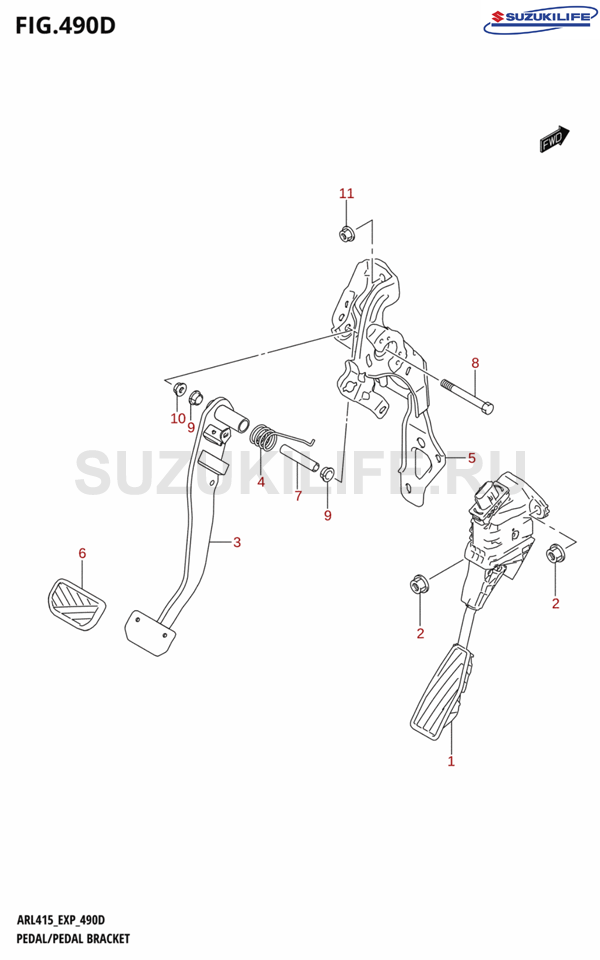 490D - PEDAL / PEDAL BRACKET (RHD:4AT)
