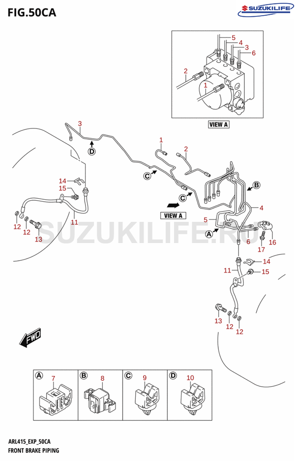 50CA - FRONT BRAKE PIPING (LHD)