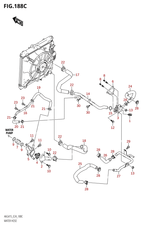 188C - WATER HOSE (4AT:LHD)