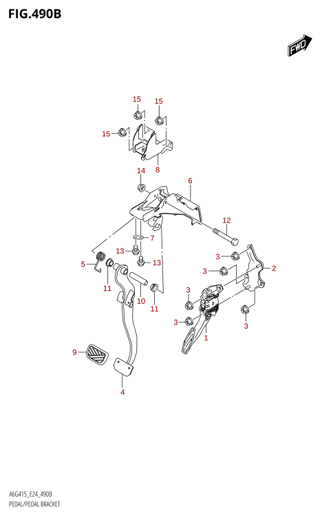 490B - PEDAL - PEDAL BRACKET (LHD-4AT)