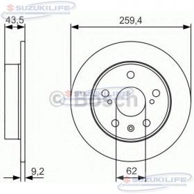 Тормозной диск задний SX4 Vitara 0986479C44